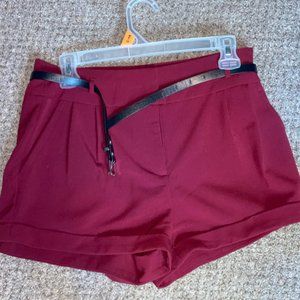 Maroon Shorts with Black Belt